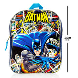 DC Comics Batman Mini Backpack Set - Bundle of an 11" Toddler School Bag, Stickers, More | Caped Crusader Superhero School Supplies for Kids