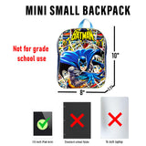 DC Comics Batman Mini Backpack Set - Bundle of an 11" Toddler School Bag, Stickers, More | Caped Crusader Superhero School Supplies for Kids