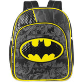 DC Comics Justice League Mini Batman Backpack for Boys Toddlers Kids ~ Deluxe 12 Inch Preschool Toddler Backpack with Detachable Cape and Stickers (Batman School Supplies)