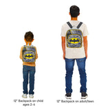 DC Comics Justice League Mini Batman Backpack for Boys Toddlers Kids ~ Deluxe 12 Inch Preschool Toddler Backpack with Detachable Cape and Stickers (Batman School Supplies)
