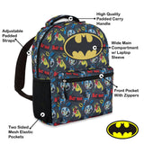 DC Comics Kids Batman Backpack - Batman, Superman, The Joker Superhero Bookbag for Boys Girls Toddlers and Adults - Laptop and Lunchbox Compatible School Bag (Batman Black)