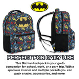 DC Comics Kids Batman Backpack - Batman, Superman, The Joker Superhero Bookbag for Boys Girls Toddlers and Adults - Laptop and Lunchbox Compatible School Bag (Batman Black)