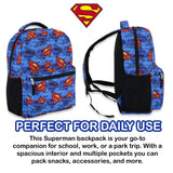 DC Comics Kids Superman Backpack - Batman, Superman, The Joker Superhero Bookbag for Boys Girls Toddlers and Adults - Laptop and Lunchbox Compatible School Bag (Superman Blue)