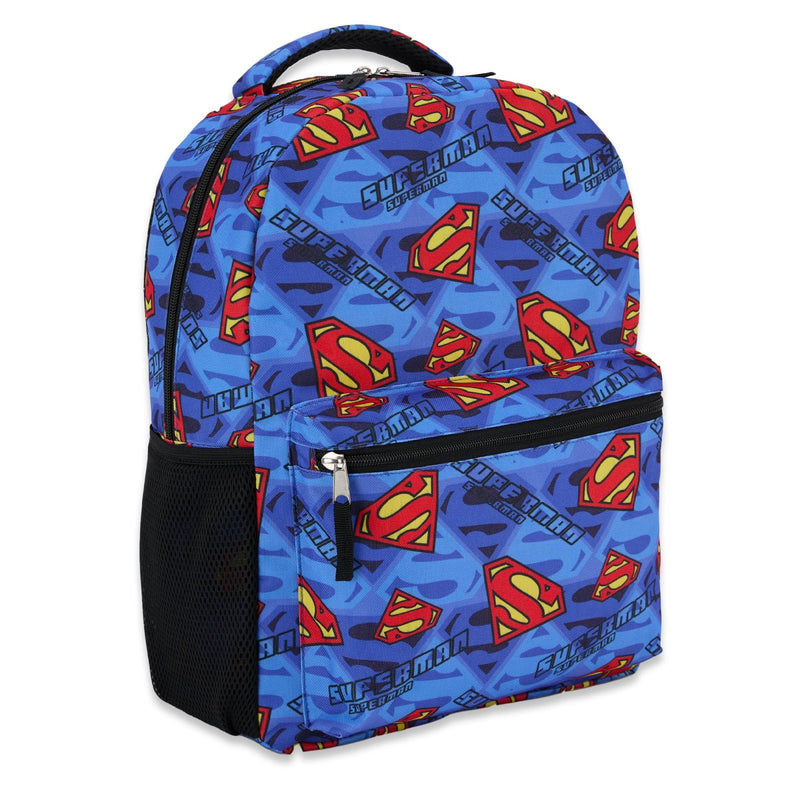 DC Comics Kids Superman Backpack - Batman, Superman, The Joker Superhero Bookbag for Boys Girls Toddlers and Adults - Laptop and Lunchbox Compatible School Bag (Superman Blue)