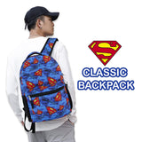 DC Comics Kids Superman Backpack - Batman, Superman, The Joker Superhero Bookbag for Boys Girls Toddlers and Adults - Laptop and Lunchbox Compatible School Bag (Superman Blue)
