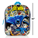 DC Shop Comics Batman MINI Backpack Preschool Bundle - Batman School Supplies And 11 INCH School Bag With 300 Batman Stickers (Superhero School Supplies).