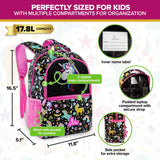 Decorably 16.5in Themed Kids Backpack with 3 Main Compartments & 2 Side Pockets, Backpack for Boys and Girls with Padded Straps & Back
