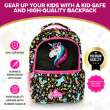 Decorably 16.5in Themed Kids Backpack with 3 Main Compartments & 2 Side Pockets, Backpack for Boys and Girls with Padded Straps & Back