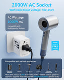 decqle Universal Travel Adapter, International Travel Plug Adapter with 2 USB - C(PD 20W) ＆ 1 USB - A Ports, All in One Portable Adaptor, for USA, UK, EU, AU ＆ 224+ Countries (White) US
