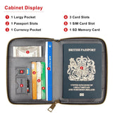 defway Passport Holder Travel Wallet - RFID Blocking Passport Holder Wallet, Full Zip Travel Card Cover with RFID Protection, Multi Slot Organizer for Cards Cash Documents Travel Essentials (Grey)