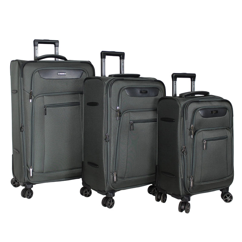 Dejuno Executive 3 - Piece Spinner Luggage Set With USB Port - Grey