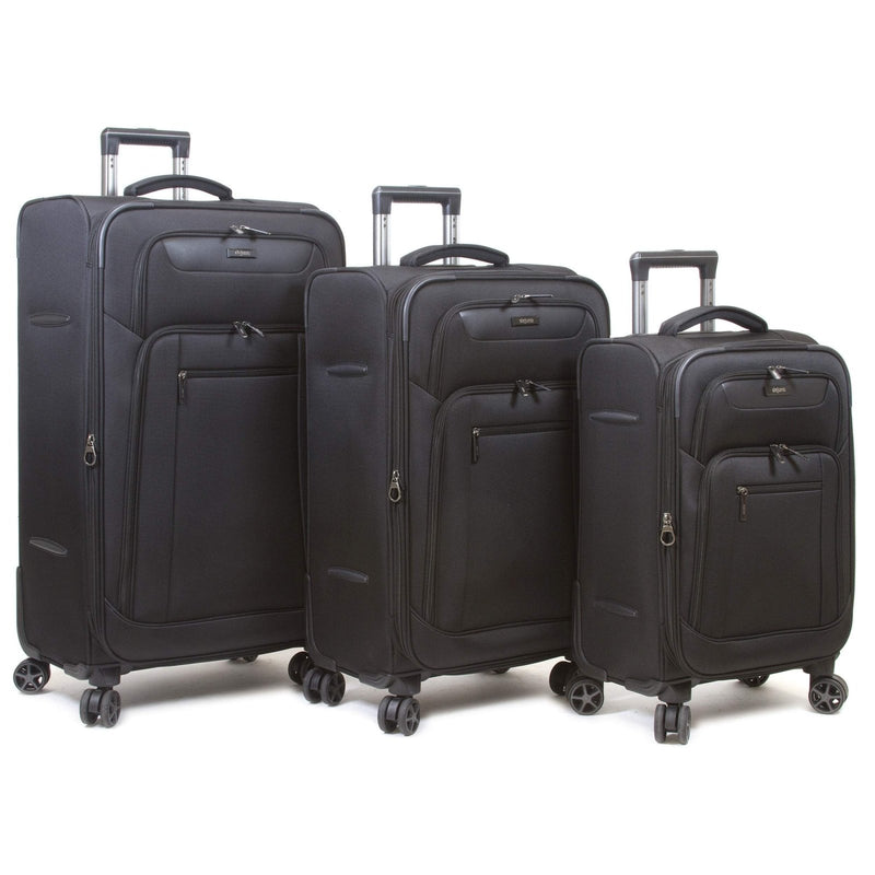 Dejuno Executive New Generation 3 - Piece Spinner Luggage Set with USB Port, Black,3 - Piece Set,2006DJ - BLACK