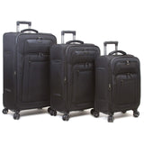 Dejuno Executive New Generation 3 - Piece Spinner Luggage Set with USB Port, Black,3 - Piece Set,2006DJ - BLACK