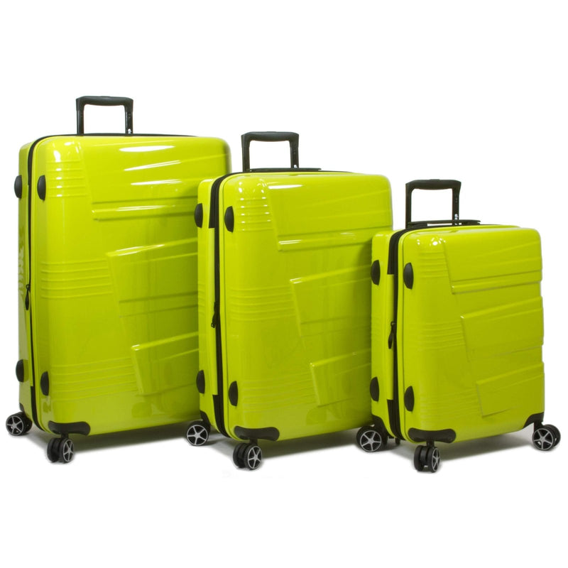 Dejuno Lumos New Generation Hardside Expandable Spinner Luggage, Lime, 3 - Piece Set