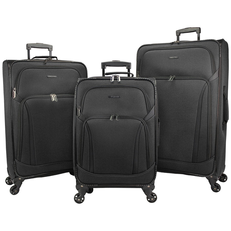 Dejuno Oslo 3 - Piece Lightweight Expandable Spinner Luggage Set - Black