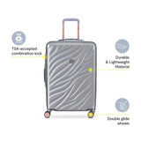 DELSEY PARIS Alexis Hardside 3 - Piece Set, Expandable Luggage with 4 Spinner Wheels, Lightweight Suitcase, 21" Carry - On, 25" Checked Medium, 29" Checked Large, Silver/Rose Gold