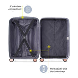 DELSEY PARIS Alexis Hardside 3 - Piece Set, Expandable Luggage with 4 Spinner Wheels, Lightweight Suitcase, 21" Carry - On, 25" Checked Medium, 29" Checked Large, Silver/Rose Gold