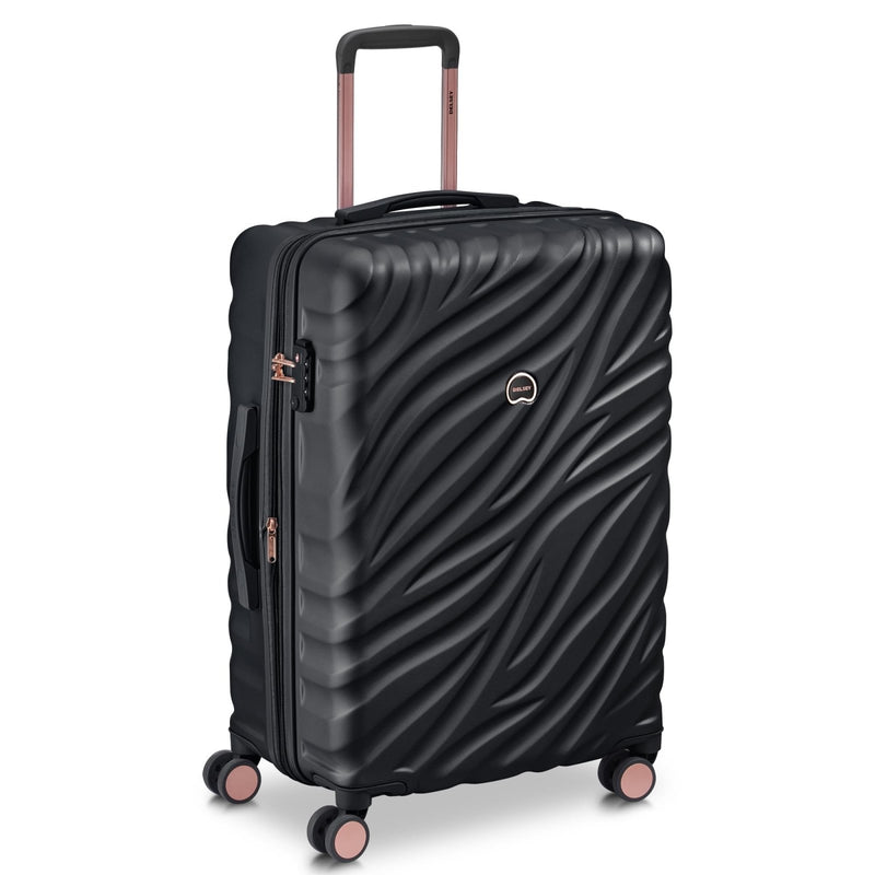 DELSEY PARIS Alexis Hardside, Medium Checked, Expandable Luggage with 4 Spinner Wheels, Lightweight Suitcase, 25 - Inch, Black/Rose Gold