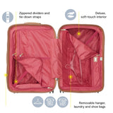 DELSEY PARIS Chatelet Hard+ Hardside Luggage with Spinner Wheels, Champagne White, Checked - Large 28 Inch