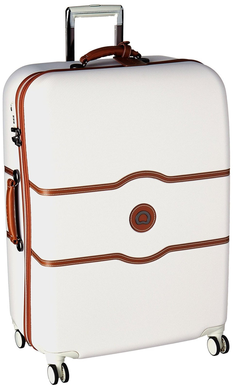 DELSEY PARIS Chatelet Hard+ Hardside Luggage with Spinner Wheels, Champagne White, Checked - Large 28 Inch