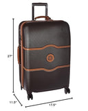 DELSEY PARIS Chatelet Hard+ Hardside Luggage with Spinner Wheels, Chocolate Brown, Checked - Medium 24 Inch