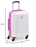 DELSEY PARIS Christine Hardside Expandable Luggage, Stylish and Unique, Glossy Exterior with 360 Spinner Wheels, Lockable Telescoping Handle, Men and Women, White with Mauve Trim, Carry - On 20 - Inch