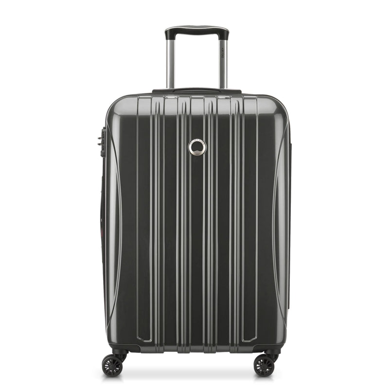 DELSEY PARIS Helium Aero Hardside Expandable Luggage with Spinner Wheels, Brushed Charcoal, Checked - Medium 24 Inch