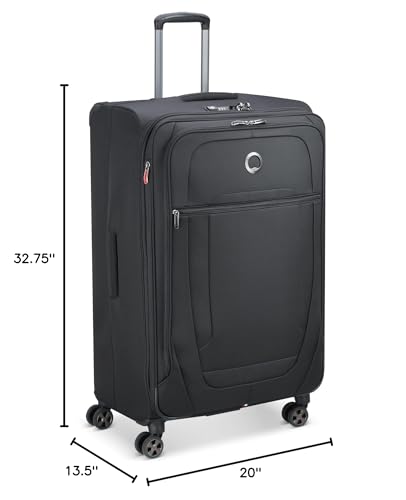 DELSEY PARIS Helium DLX Softside Expandable Luggage with Spinner Wheels, Black, Checked - Large 29 Inch