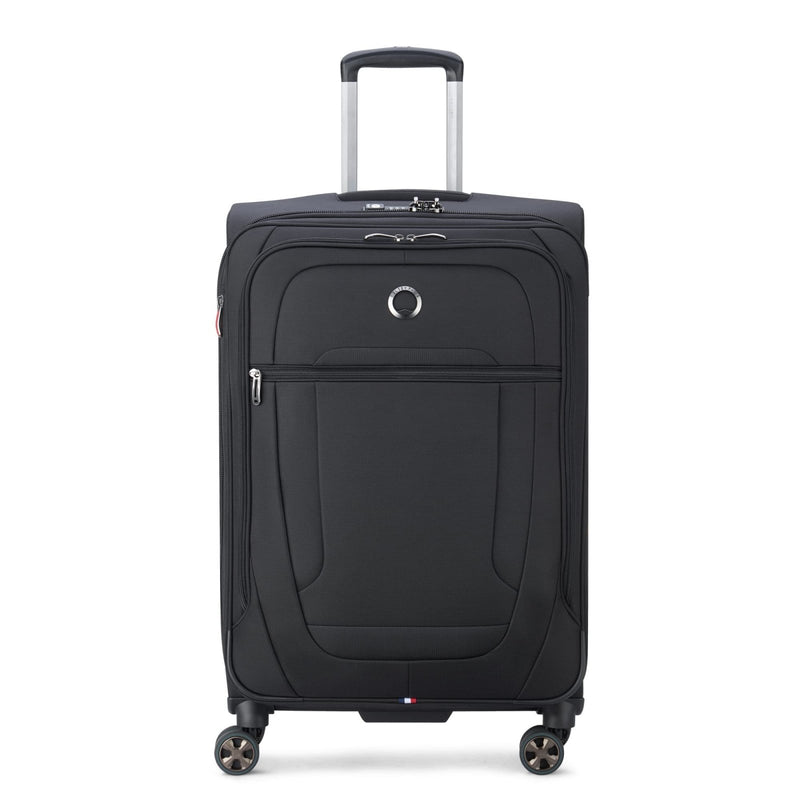 DELSEY PARIS Helium DLX Softside Expandable Luggage with Spinner Wheels, Black, Checked - Medium 25 Inch