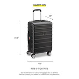 DELSEY PARIS Margot Hardside Luggage, Dual Wheel Spinners for Smooth Travel, Expandable with Spacious & Organizable compartments, Men and Women, Black, Carry - On 20 - Inch