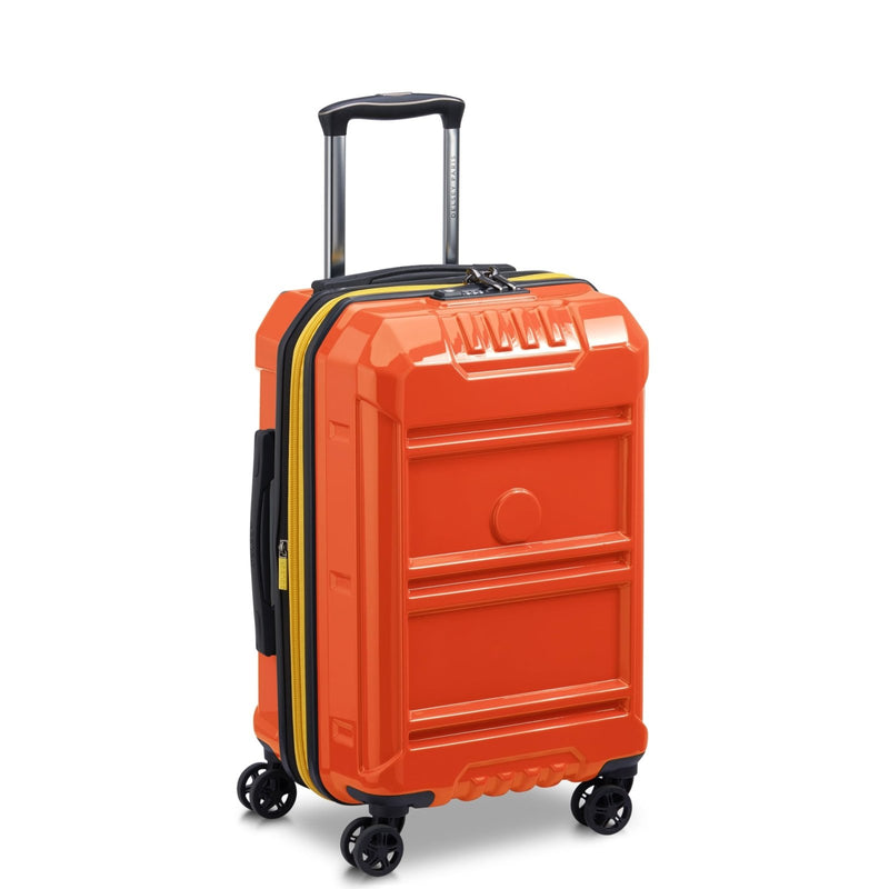 DELSEY PARIS Rempart Hardside Expandable Luggage with Spinner Wheels, Orange, Carry - On 19 Inch
