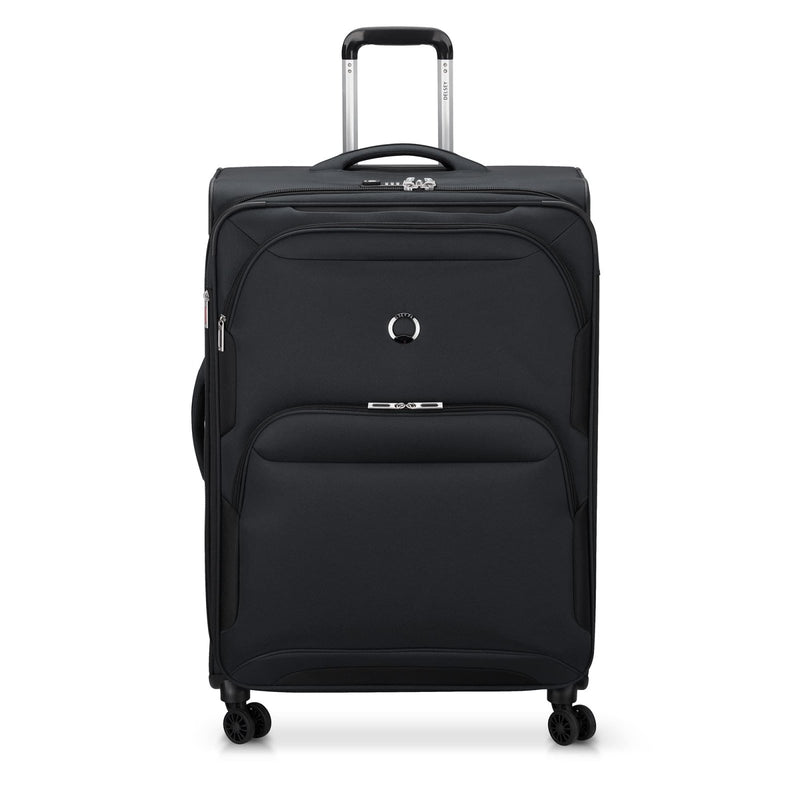 DELSEY PARIS Sky Max 2.0 Softside Expandable Luggage with Spinner Wheels, Black, Checked - Large, 28 Inch