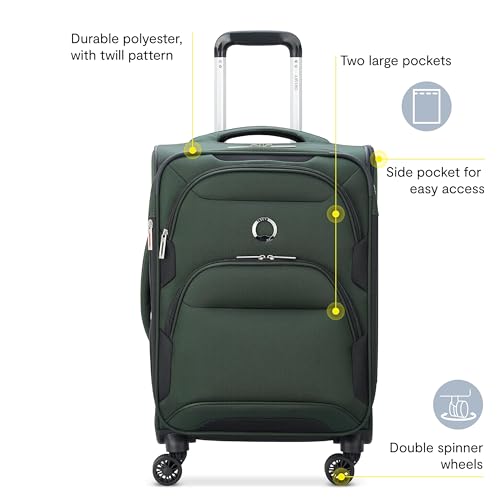 DELSEY PARIS Sky Max 2.0 Softside Expandable Luggage with Spinner Wheels, Blue, Carry-on 21 Inch