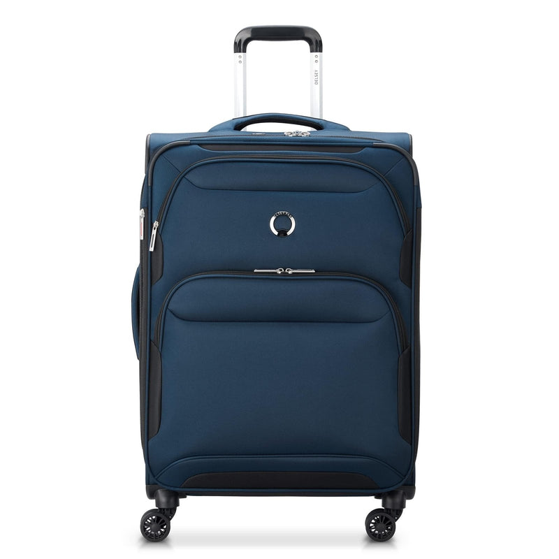 DELSEY PARIS Sky Max 2.0 Softside Expandable Luggage with Spinner Wheels, Blue, Checked - Medium, 24 Inch
