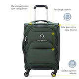 DELSEY PARIS Sky Max 2.0 Softside Expandable Luggage with Spinner Wheels, Green, Checked-Medium, 24 Inch