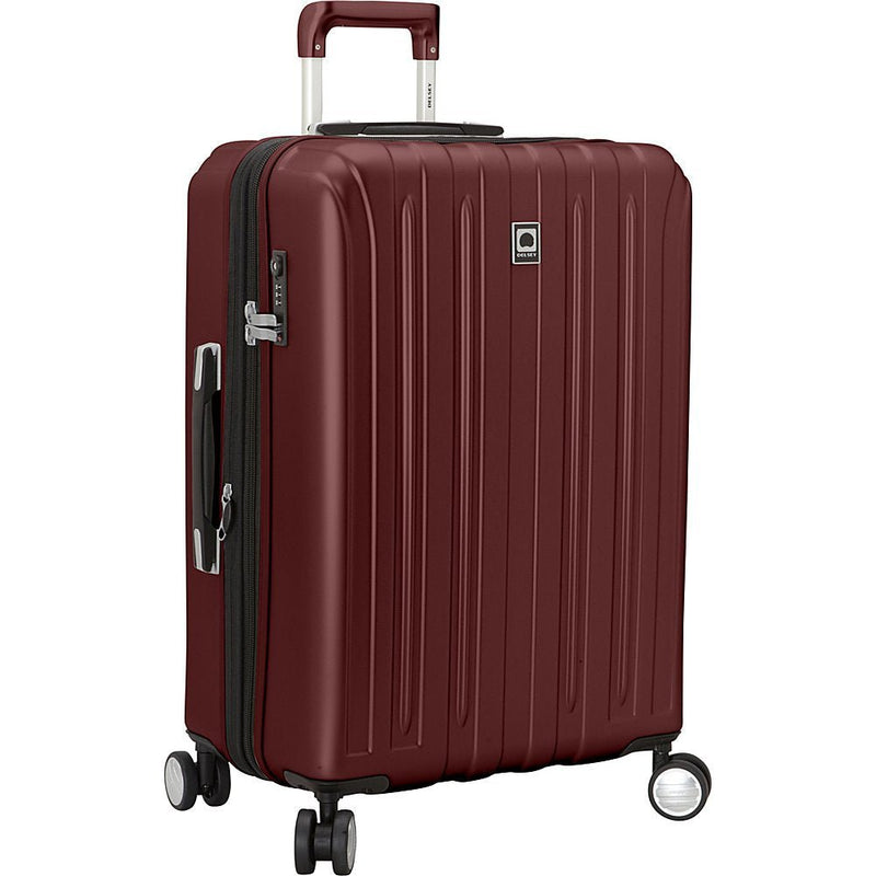 DELSEY PARIS Titanium Hardside Expandable Luggage with Spinner Wheels Checked Luggage, Black Cherry Red, Checked - Medium 25 Inch