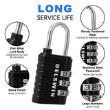 DELSWIN Combination Lock 3 - Digit Small Padlock - 4Pcs Resettable Combo Lock for School Gym Locker, Outdoor, Fence, Gate, Waterproof Luggage Locks for Travel Backpack
