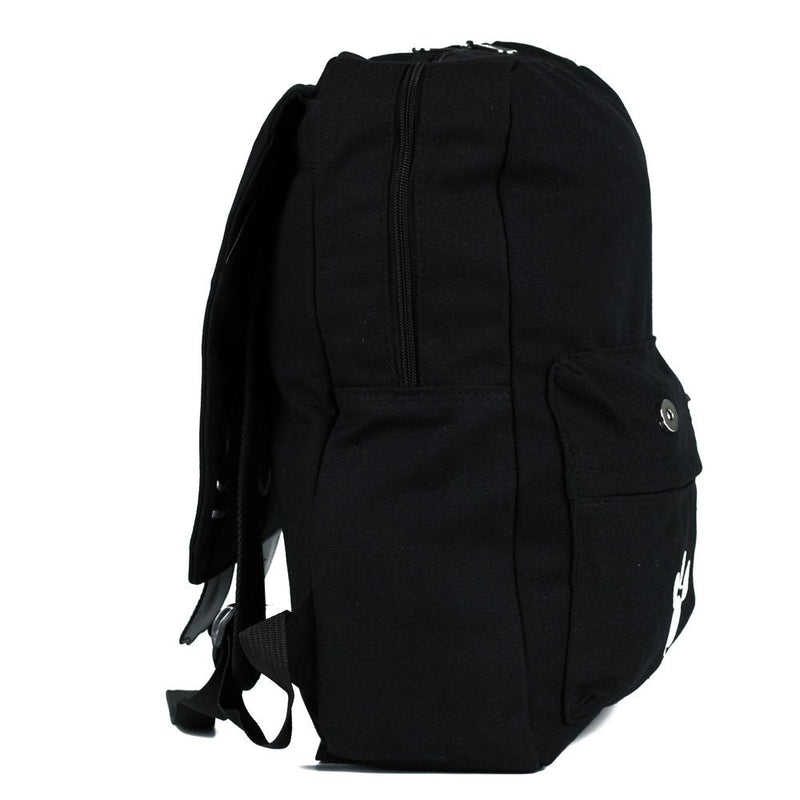 DemonChest Black College Cute Cat Embroidery Canvas School Backpack Bags for Kids Kitty(White)