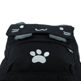 DemonChest Black College Cute Cat Embroidery Canvas School Backpack Bags for Kids Kitty(White)