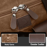 Densata Canvas Duffle Bag for Men 60L Travel Duffel Bags Expandable Genuine Leather Duffel Overnight Weekender Carry On Bag Two Zipper Pockets Travel Bag (Vintage Dark Brown, X Large - 60L)