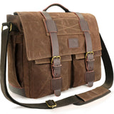 densata Messenger Bag for Men, 14-Inch Waterproof Laptop Bag, Waxed Canvas Satchel Bag for School, Vintage Rugged Shoulder Computer Bag, Crossbody Briefcase for Work Travel (Vintage Brown)