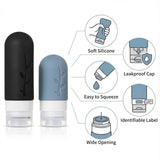 DEPOZA Travel Bottles Kit (16 Pack) - TSA Approved, Leak Proof Silicone Squeezable Containers for Toiletries. Complete Set with Jars, Sprayers & Bag (Black)