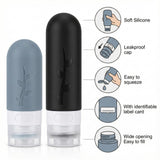 DEPOZA Travel Bottles Kit (16 Pack) - TSA Approved, Leak Proof Silicone Squeezable Containers for Toiletries. Complete Set with Jars, Sprayers & Bag (Black)