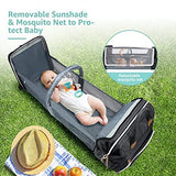 DERJUNSTAR Baby Diaper Bag Backpack, Diaper Changing Station, Baby Bags for Boys Girls,Waterproof Changing Pad,USB Charging Port,Pacifier Case, Sunshade and Toy Bar,