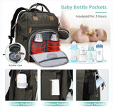 DERJUNSTAR Diaper Bag Backpack, Large Baby Bag with Changing Pad, Thick Padded Back & Straps, Laptop Compartment, Waterproof Travel Backpack with USB Port, Multi - Function for Mom & Dad, Army Green