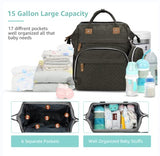 DERJUNSTAR Diaper Bag Backpack, Large Baby Bag with Changing Pad, Thick Padded Back & Straps, Laptop Compartment, Waterproof Travel Backpack with USB Port, Multi - Function for Mom & Dad, Army Green