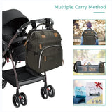 DERJUNSTAR Diaper Bag Backpack, Large Baby Bag with Changing Pad, Thick Padded Back & Straps, Laptop Compartment, Waterproof Travel Backpack with USB Port, Multi - Function for Mom & Dad, Army Green