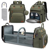 DERJUNSTAR Diaper Bag Backpack, Large Baby Bag with Changing Pad, Thick Padded Back & Straps, Laptop Compartment, Waterproof Travel Backpack with USB Port, Multi - Function for Mom & Dad, Army Green