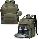 DERJUNSTAR Diaper Bag Backpack, Large Baby Bag with Changing Pad, Thick Padded Back & Straps, Laptop Compartment, Waterproof Travel Backpack with USB Port, Multi - Function for Mom & Dad, Army Green