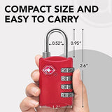 Desired Tools TSA Locks for Luggage, 2 - Pc Durable Steel Padlock, Keyless Easy to Read 4 - Digit Combination Lock for Backpacks, Travel Suitcases, Toolbox, Filing Cabinets, Baggage & Gym Locker, Red